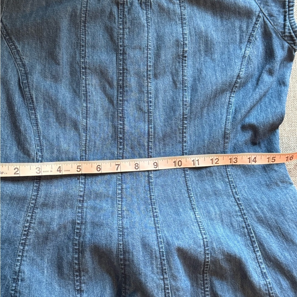 eShakti Denim Dress Blue Fit Flare Cotton Zip Back No Size Tag - Picture 9 of 11